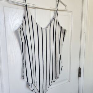 Gaze Black and White Striped Bodysuit